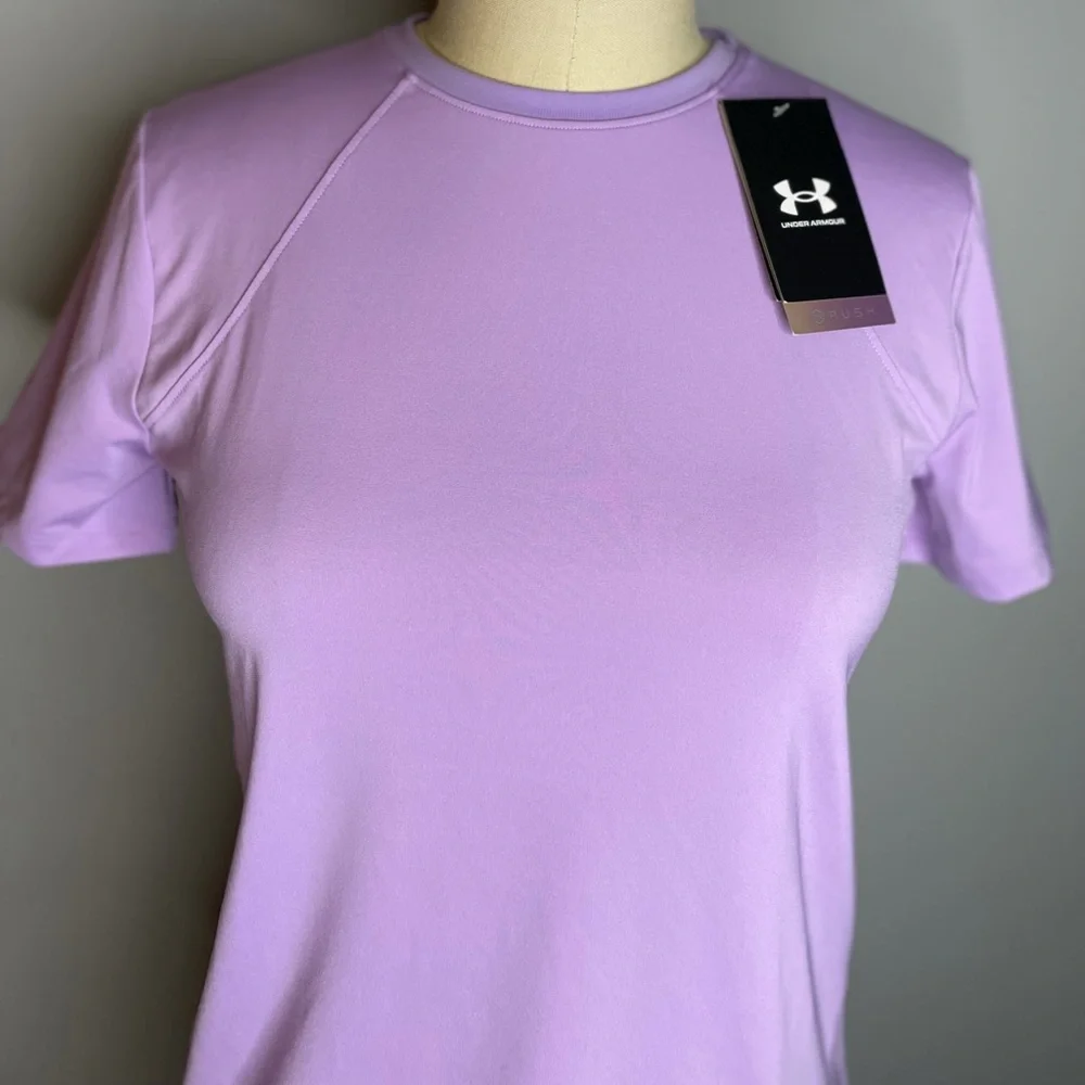 NEW Under Armour Rush HeatGear Vented Cut Out Workout Top - Picture 3 of 9